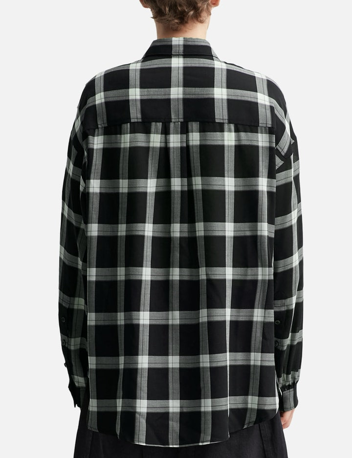 Asymmetric Pleats Check Shirt