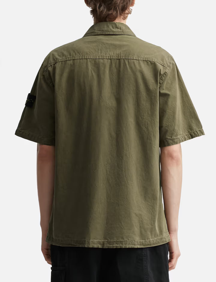 Brushed Organic Cotton Canvas 'Old' Effect Shirt