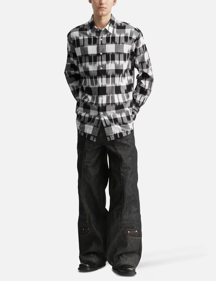 Ikat Check Regular Collar Shirt
