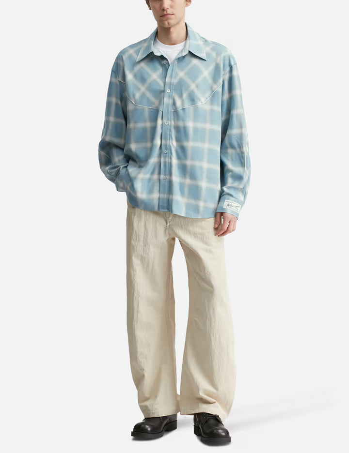 Blue Gradient Check Western Shirt