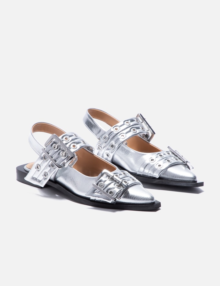 Metallic Feminine Buckle Ballerina