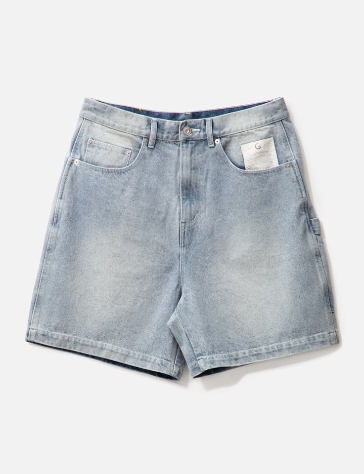 GROCERY X ICECREAM EMBROIDERY LOGO WASHED DENIM SHORTS