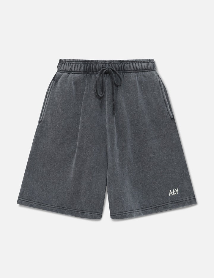 "Logo Embroidery Washed Black" Shorts