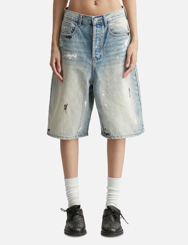 Dirty Mid Blue Baggy Shorts