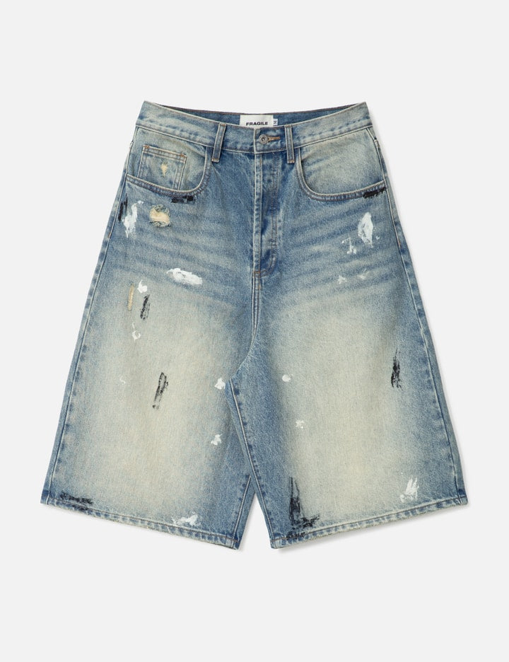 Dirty Mid Blue Baggy Shorts