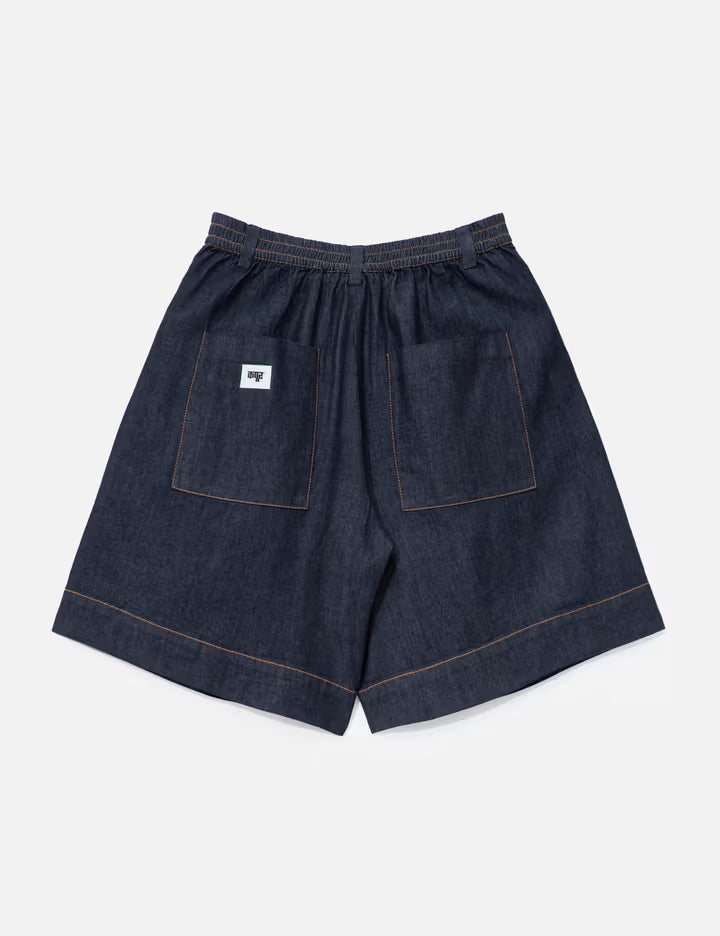 Light Denim Pleated Shorts