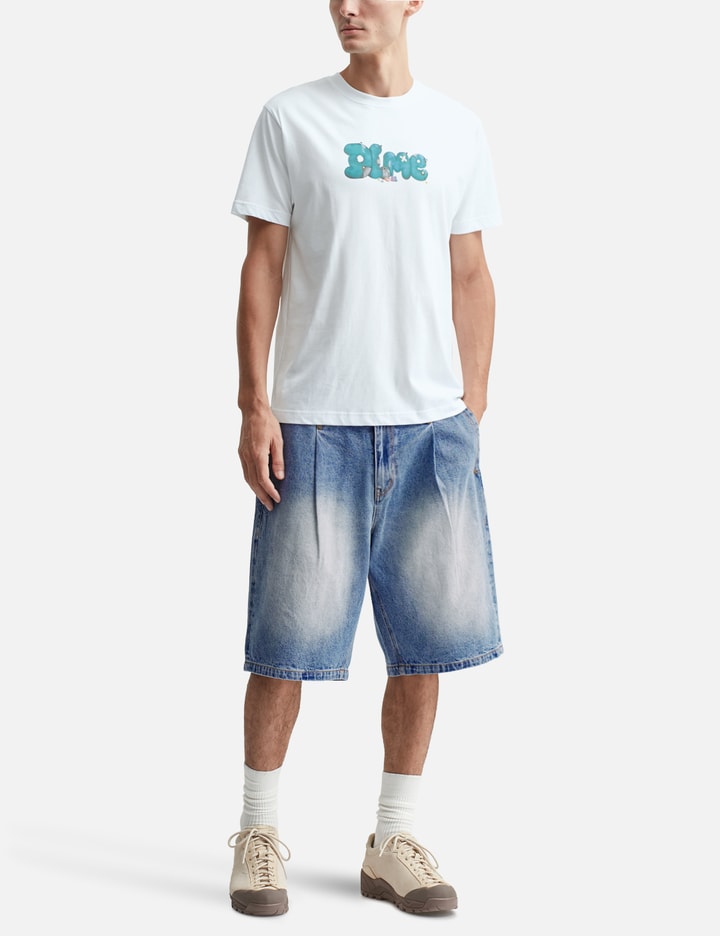 Pleated Denim Shorts