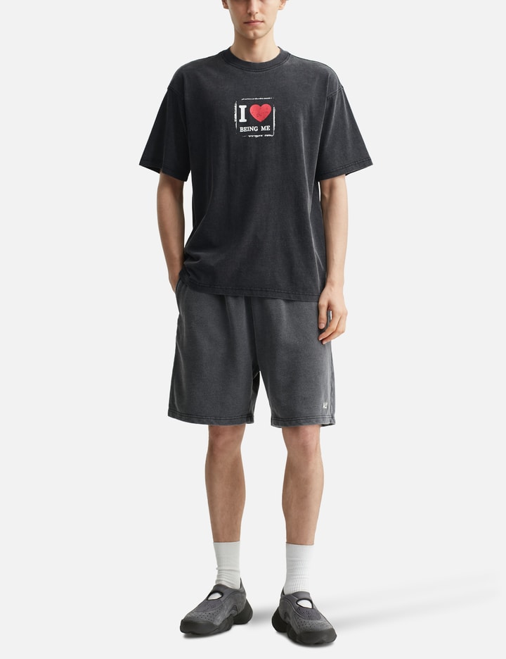 "Logo Embroidery Washed Black" Shorts