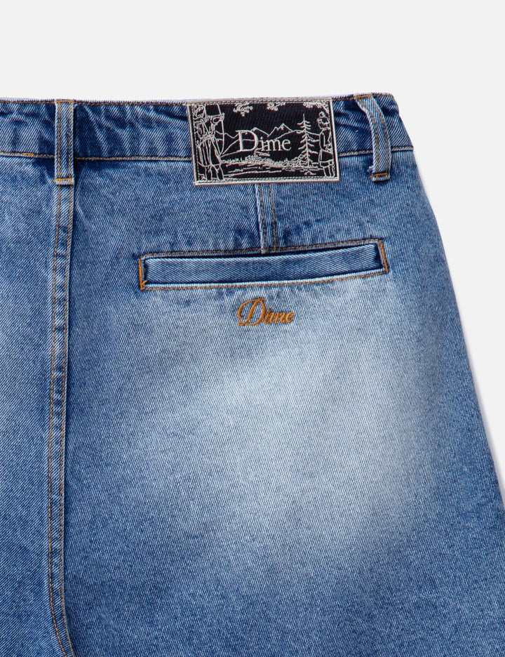 Pleated Denim Shorts