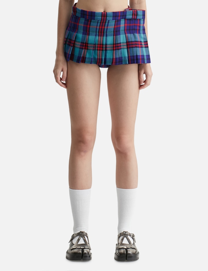 Check Side Folded Pleats Skort