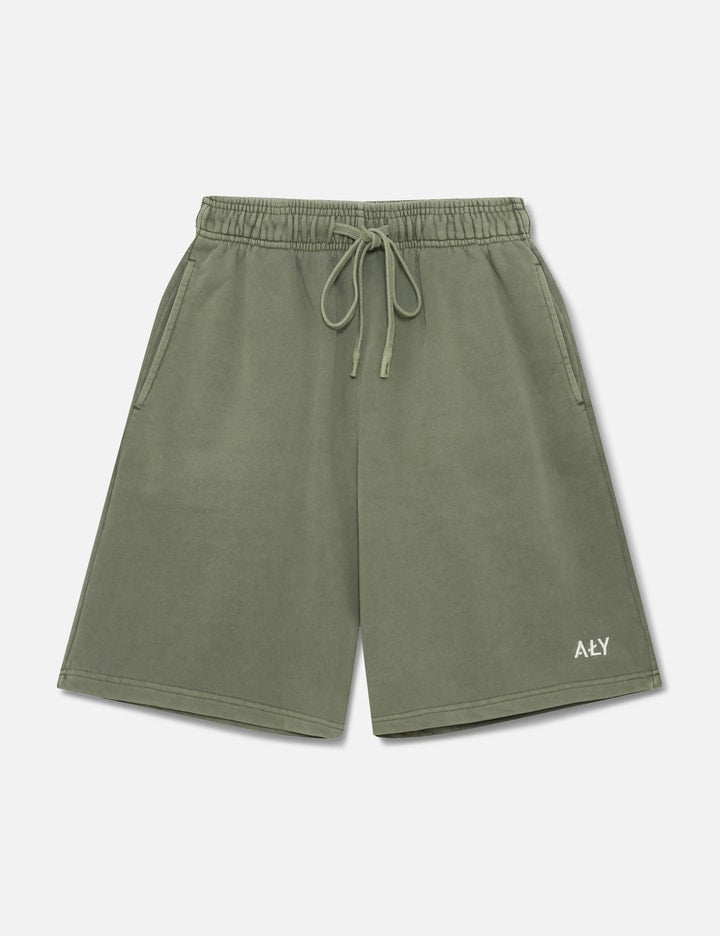"Logo Embroidery Washed Olive" Shorts