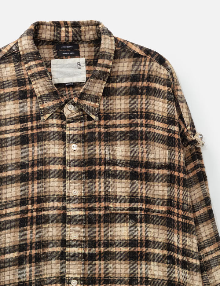Shredded Seam Drop Neck Shirt