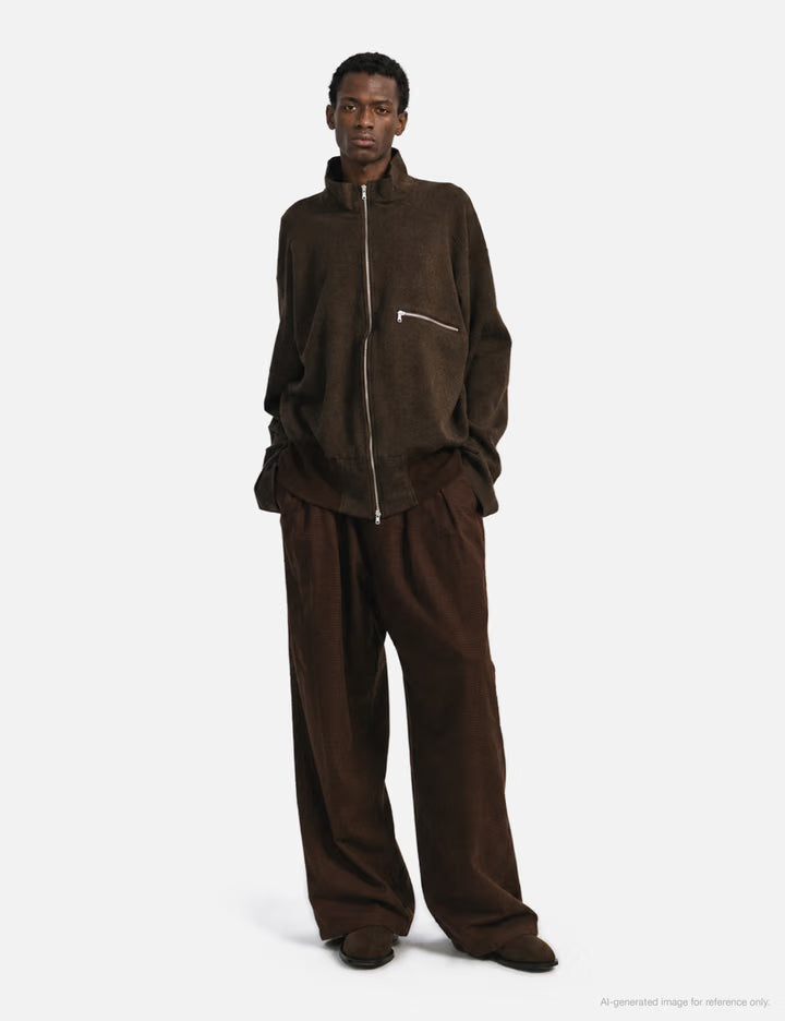 Shrink Wool Zip Up Stand Blouson
