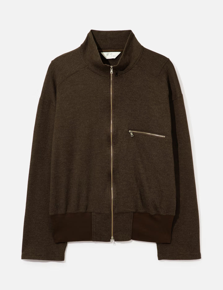 Shrink Wool Zip Up Stand Blouson