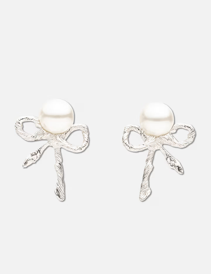 SHUSHU/TONG × YVMIN Twisted Rope Bow Pearl Earring