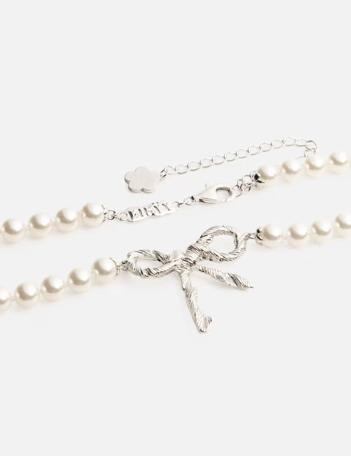 SHUSHU/TONG × YVMIN Twisted Rope Bow Pearl Necklace