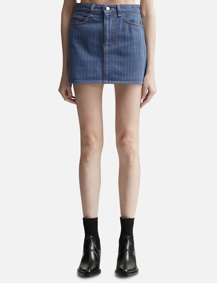 Stripe Overdyed Denim Mini Skirt