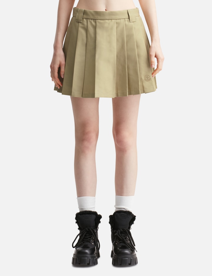 Pleated Cotton Blend Mini Skirt