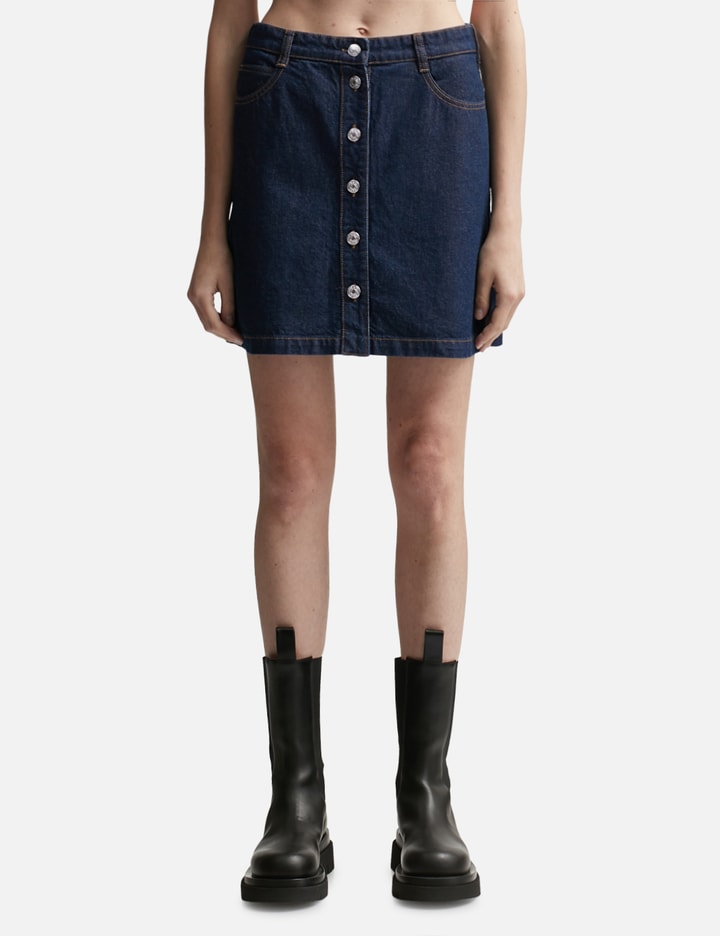 Buttoned Denim Mini Skirt