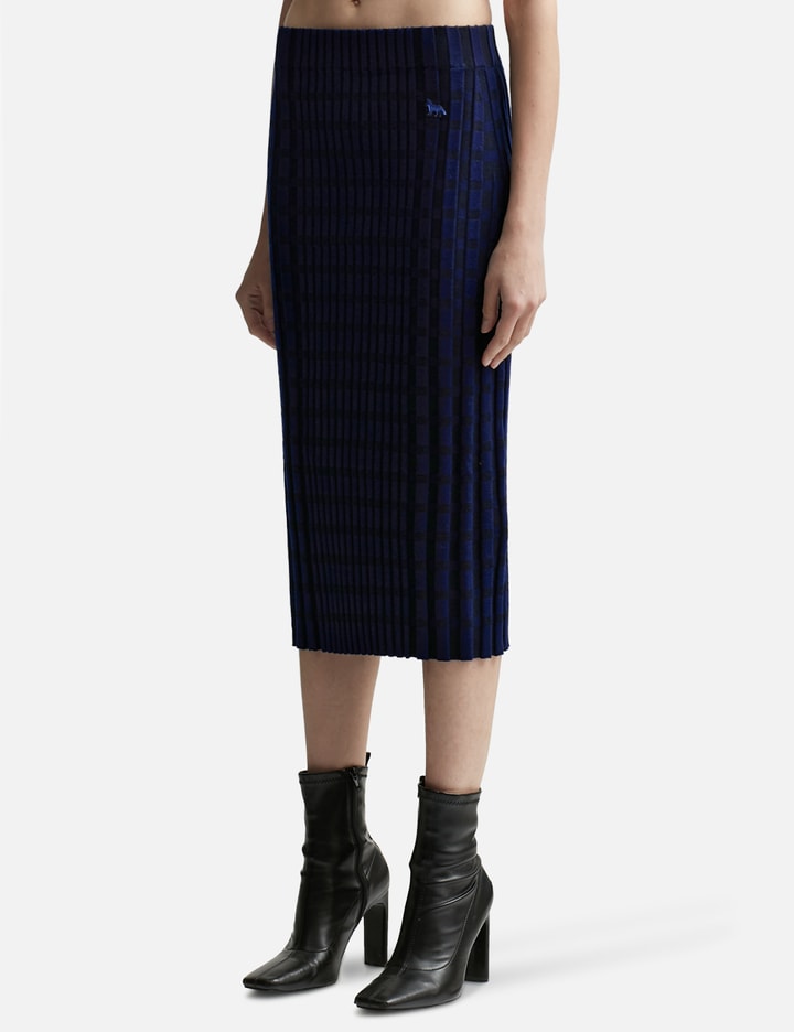 Check Ribbed Midi Skirt