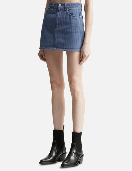 Stripe Overdyed Denim Mini Skirt