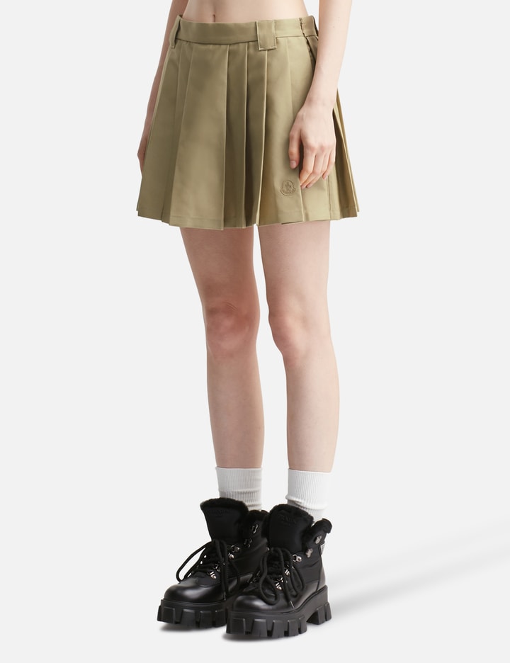 Pleated Cotton Blend Mini Skirt