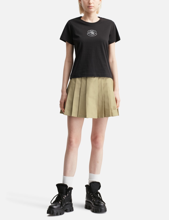 Pleated Cotton Blend Mini Skirt