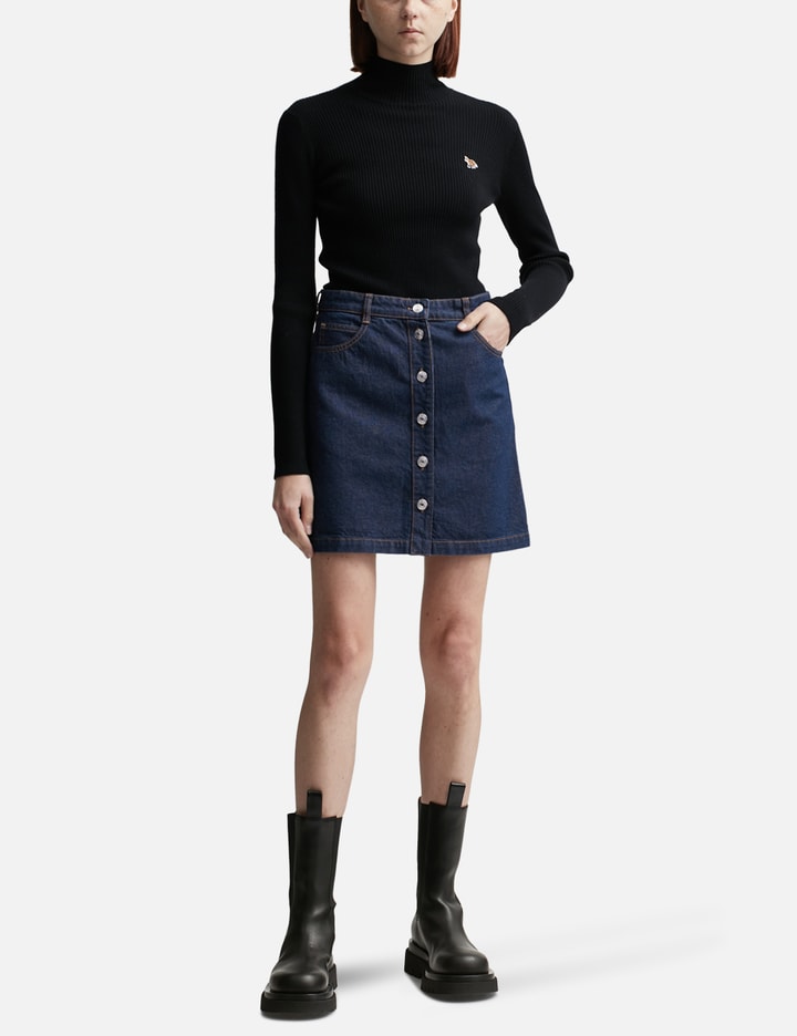 Buttoned Denim Mini Skirt