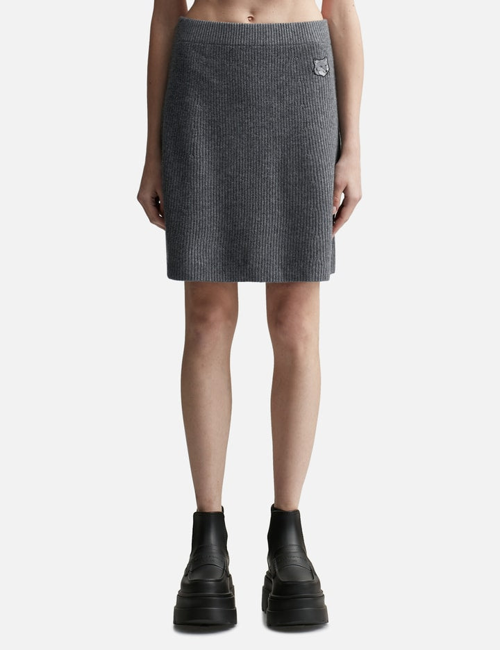 Bold Fox Head Patch Short Ribbed Skirt