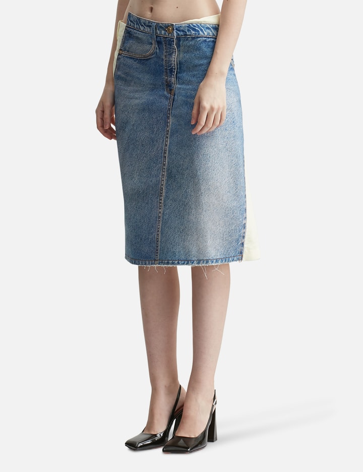 Denim Print Wrap Panel Skirt