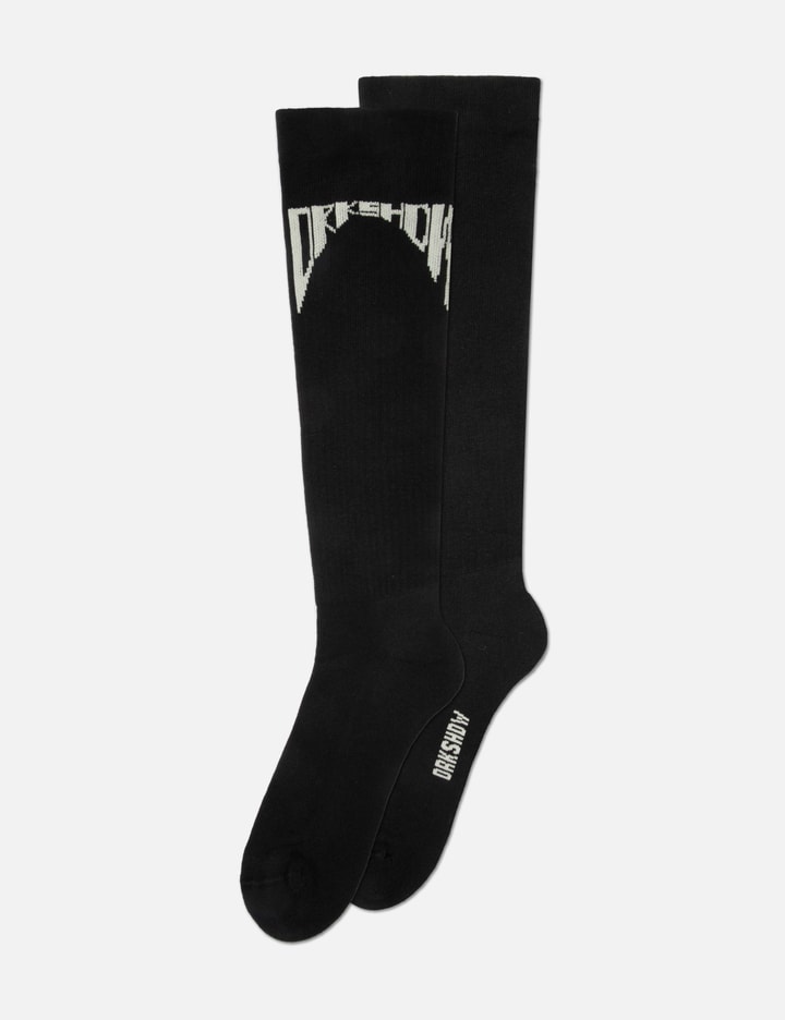 PORTERVILLE KNEE HIGH SOCKS  IN BLACK/PEARL COTTON KNIT