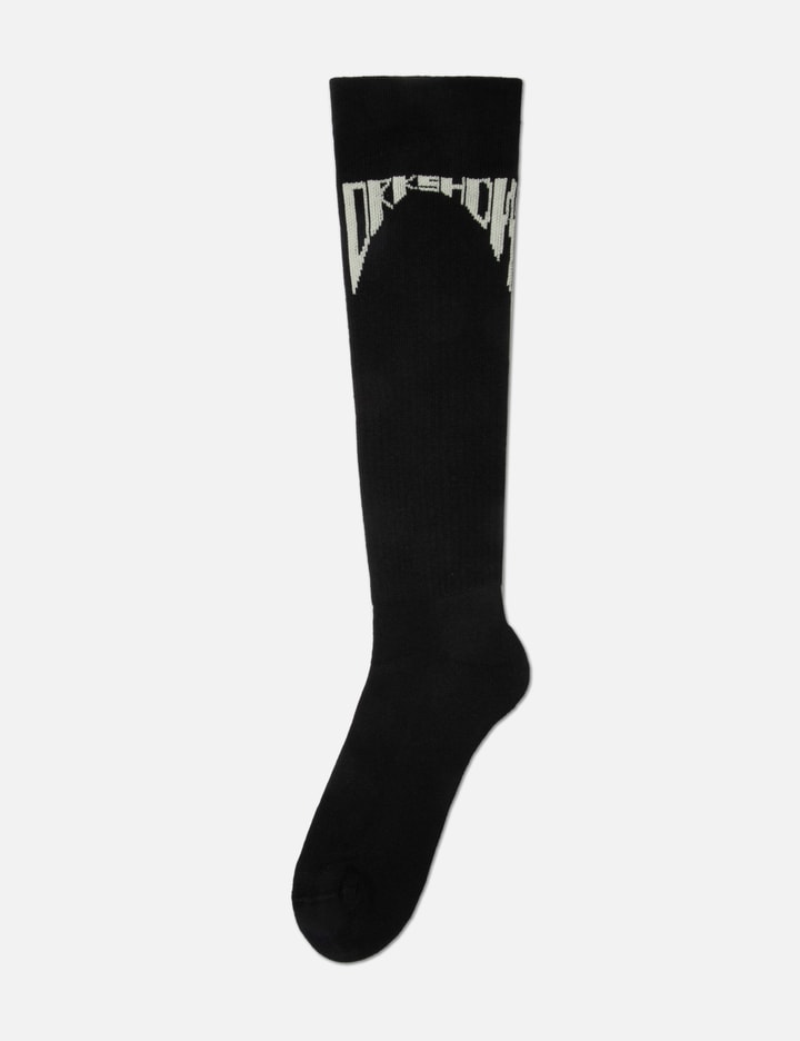 PORTERVILLE KNEE HIGH SOCKS  IN BLACK/PEARL COTTON KNIT