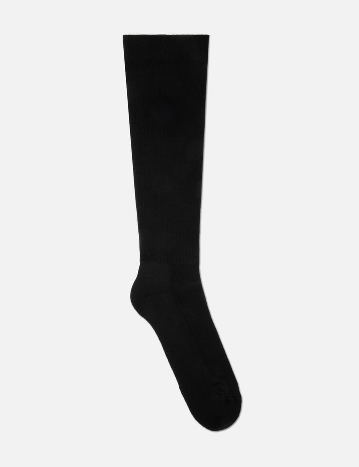 PORTERVILLE KNEE HIGH SOCKS  IN BLACK/PEARL COTTON KNIT