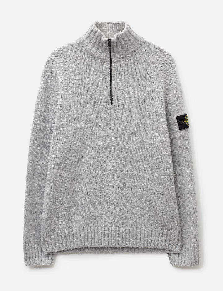 Speckled Wool Nylon Half-Zip Jumper