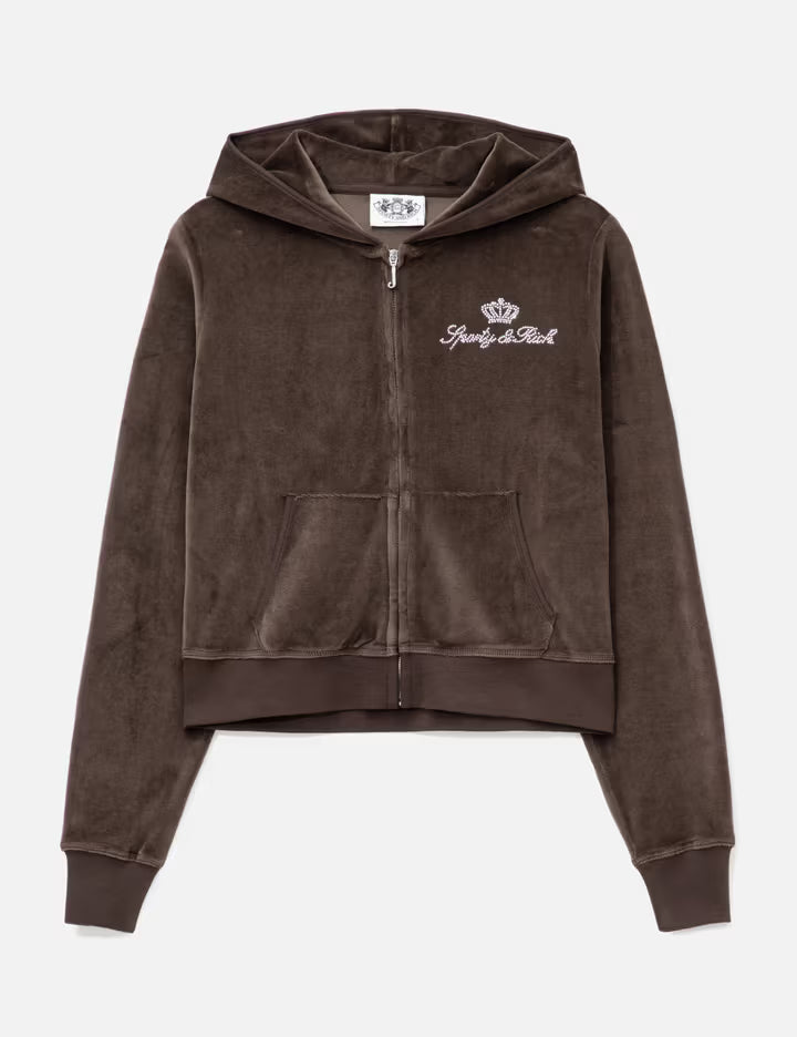 Sporty & Rich X Juicy Couture Script Velour Zip Hoodie