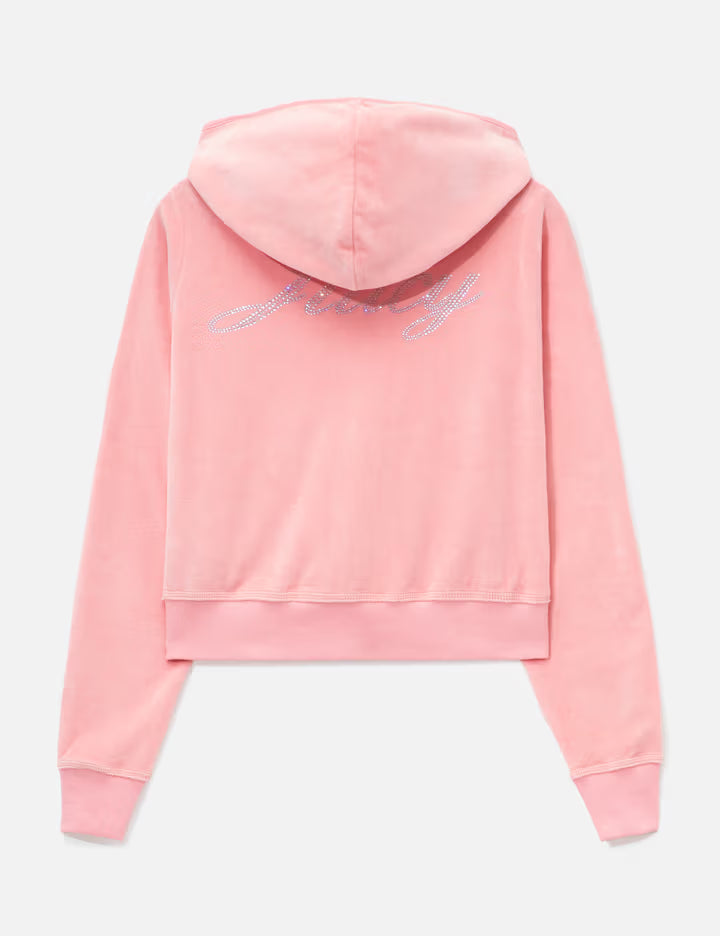 Sporty & Rich X Juicy Couture Script Velour Zip Hoodie