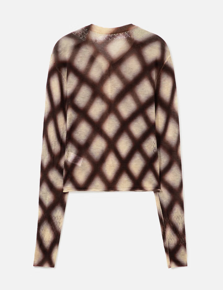 Spray-Painted Check Knit Cardigan