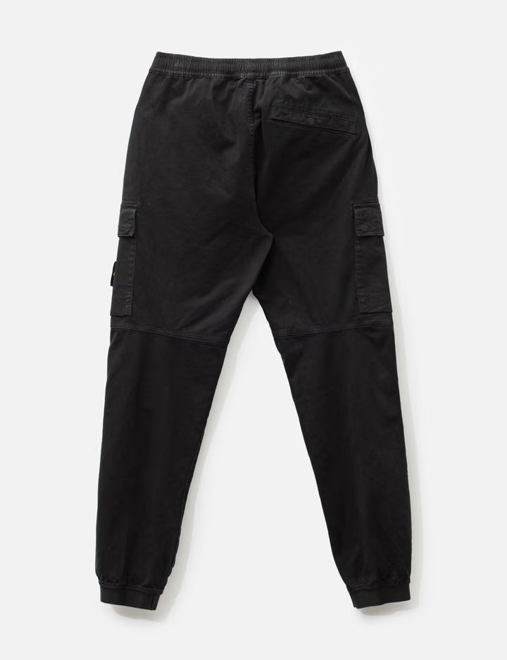 Stretch Organic Broken Twill Cotton 'Old' Effect Cargo Trousers
