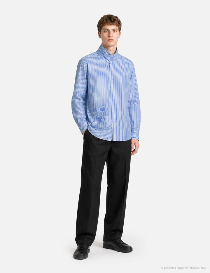 Striped Face Button Up Shirt