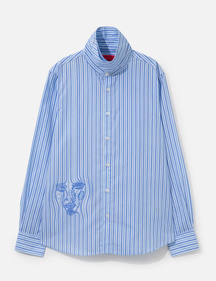 Striped Face Button Up Shirt
