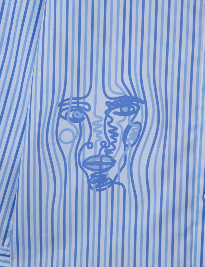 Striped Face Button Up Shirt