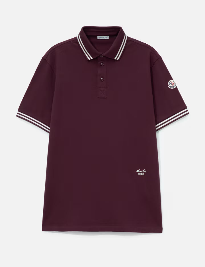 Striped Trim Cotton Piquet Polo Shirt