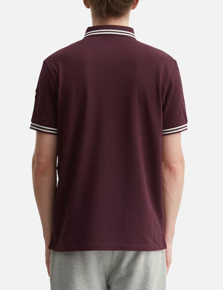 Striped Trim Cotton Piquet Polo Shirt