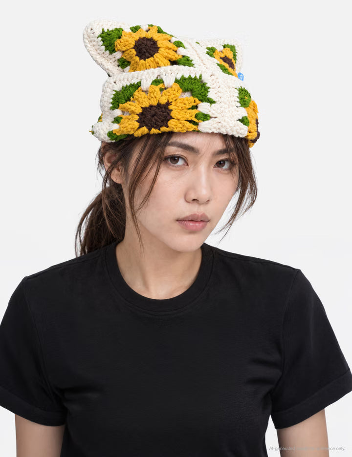 Sunflower V2 Crochet Cat Hat