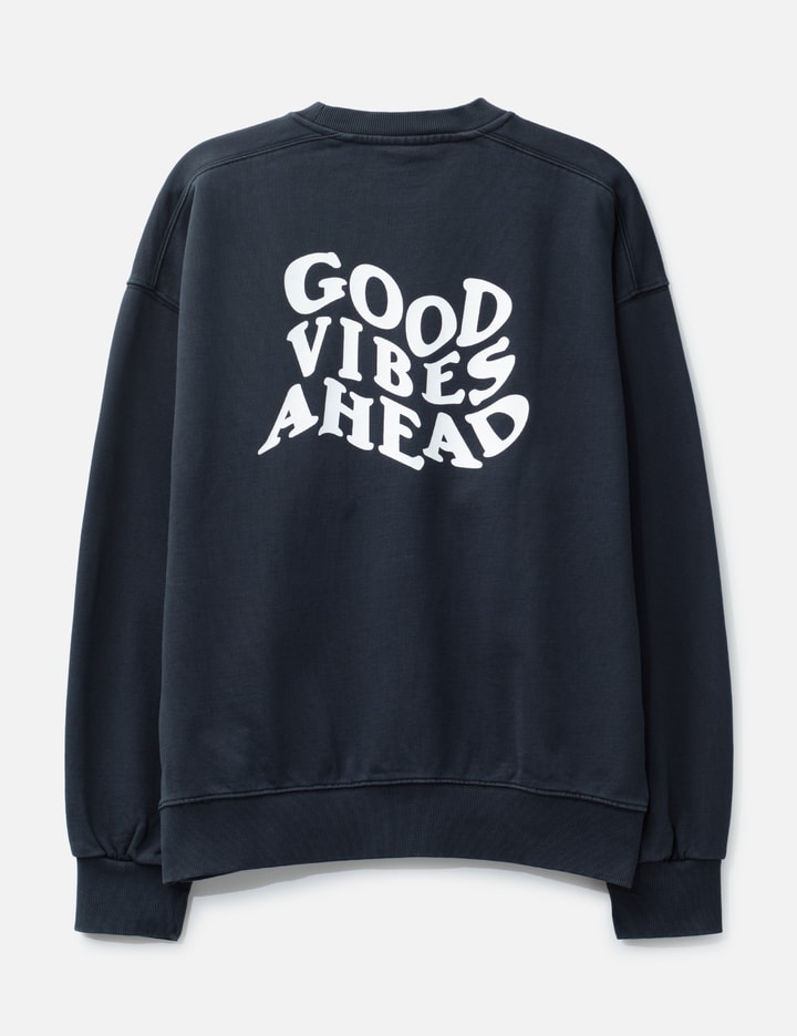 "Good Vibes Ahead Black Washed" Crewneck