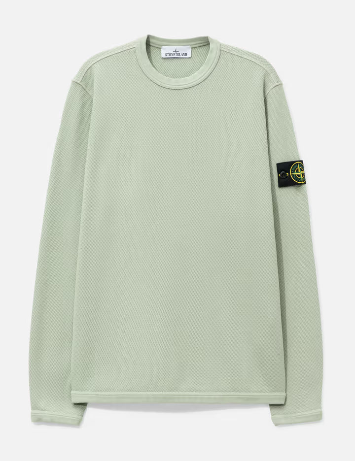 Mesh Stitch Organic Cotton Fleece Crewneck Sweatshirt