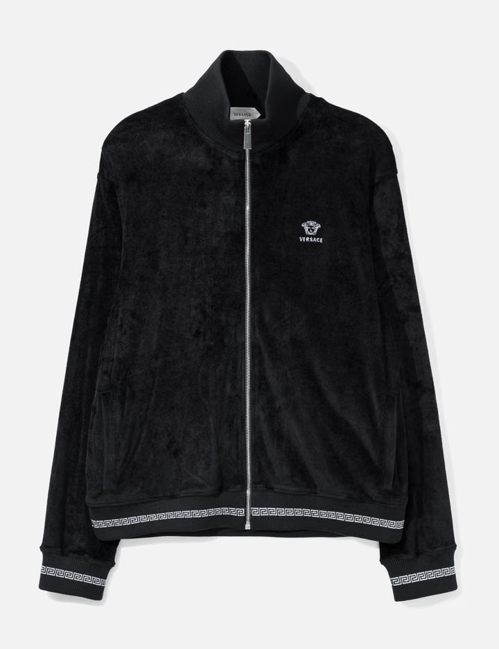 SWEATSHIRT RESPONSIBLE VISCOSE MIX CHENILLE WITH GRECA DETAILS