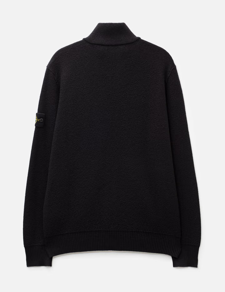 Textured Wool Zip-Up Cardigan