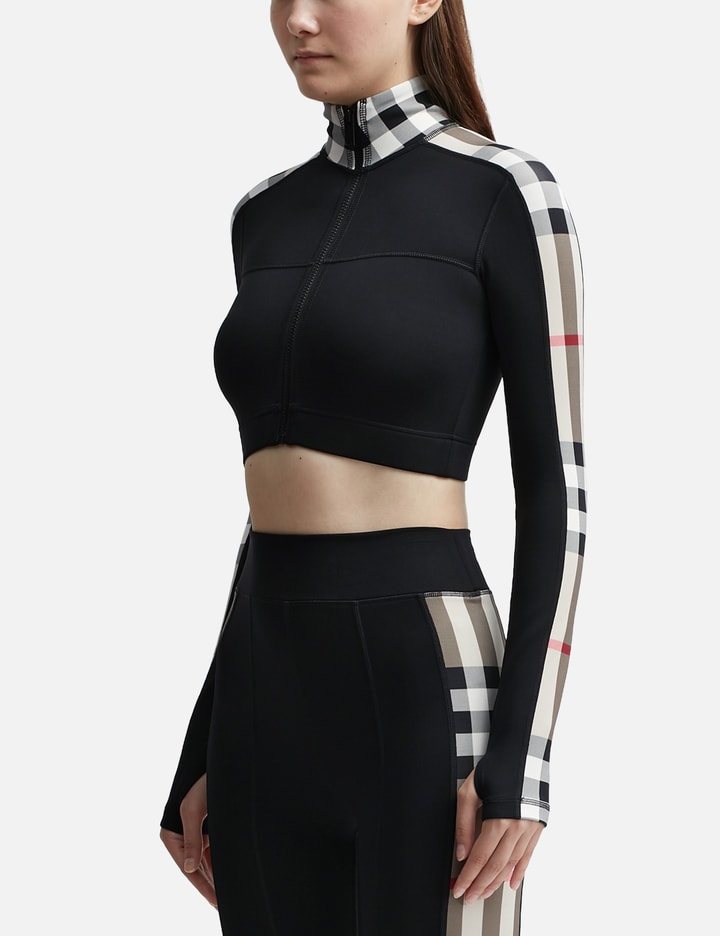 Check Panel Stretch Jersey Cropped Top