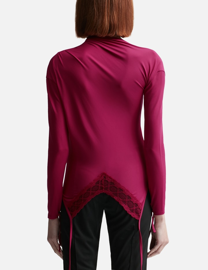 RED ASYMMETRY NECK JERSEY TOP